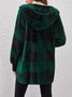Plaid Urban Pocket Stitching Hooded Jacket