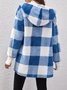 Plaid Urban Pocket Stitching Hooded Jacket