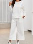 Women's Embossed Plain Daily Going Out Two-Piece Set White Casual Spring/Fall Top With Pants Matching Set