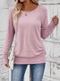 Women Plain Crew Neck Casual Long Sleeve T-shirt