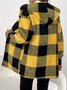 Plaid Urban Pocket Stitching Hooded Jacket