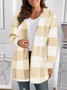 Plaid Urban Pocket Stitching Hooded Jacket