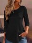 Women Plain Crew Neck Casual Long Sleeve T-shirt