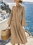 Women's Long Sleeve Spring/Fall Blue Plain Split Joint Crew Neck Daily Going Out Vintage Maxi A-Line Tank Dress