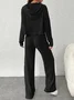 Women's Embossed Plain Daily Going Out Two-Piece Set Purple Casual Spring/Fall Top With Pants Matching Set