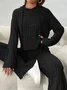 Women's Embossed Plain Daily Going Out Two-Piece Set Purple Casual Spring/Fall Top With Pants Matching Set