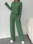 Women's Embossed Plain Daily Going Out Two-Piece Set Purple Casual Spring/Fall Top With Pants Matching Set