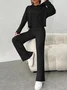 Women's Embossed Plain Daily Going Out Two-Piece Set Purple Casual Spring/Fall Top With Pants Matching Set