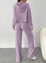Women's Embossed Plain Daily Going Out Two-Piece Set Purple Casual Spring/Fall Top With Pants Matching Set