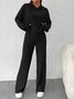 Women's Embossed Plain Daily Going Out Two-Piece Set Purple Casual Spring/Fall Top With Pants Matching Set