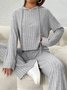 Women's Embossed Plain Daily Going Out Two-Piece Set Purple Casual Spring/Fall Top With Pants Matching Set