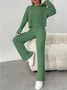 Women's Embossed Plain Daily Going Out Two-Piece Set Purple Casual Spring/Fall Top With Pants Matching Set