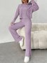 Women's Embossed Plain Daily Going Out Two-Piece Set Purple Casual Spring/Fall Top With Pants Matching Set