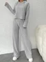 Women's Embossed Plain Daily Going Out Two-Piece Set Purple Casual Spring/Fall Top With Pants Matching Set