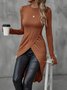 Women Plain Crew Neck Vintage Long Sleeve T-shirt