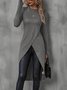 Women Plain Crew Neck Vintage Long Sleeve T-shirt