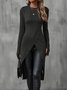 Women Plain Crew Neck Vintage Long Sleeve T-shirt