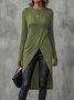 Women Plain Crew Neck Vintage Long Sleeve T-shirt