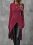 Women Plain Crew Neck Vintage Long Sleeve T-shirt