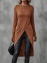 Women Plain Crew Neck Vintage Long Sleeve T-shirt