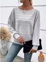 Women Plain Crew Neck Vintage Long Sleeve T-shirt