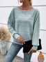 Women Plain Crew Neck Vintage Long Sleeve T-shirt
