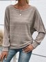 Women Plain Crew Neck Vintage Long Sleeve T-shirt