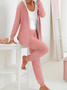 Women's Drawstring Plain Daily Going Out Two-Piece Set Gray Casual Spring/Fall Coat With Pants Matching Set