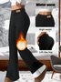 Women's winter high waist elastic plus velvet flared pants slim hip lift warm casual pants sports outdoor versatile