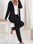 Women's Drawstring Plain Daily Going Out Two-Piece Set Gray Casual Spring/Fall Coat With Pants Matching Set