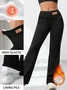 Women's winter high waist elastic plus velvet flared pants slim hip lift warm casual pants sports outdoor versatile