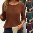 Women Plain Crew Neck Casual Long Sleeve T-shirt