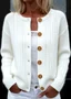 Plain Loose Casual Wool/Knitting Cardigan