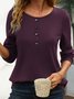 Women Plain Crew Neck Casual Long Sleeve T-shirt