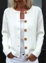 Plain Loose Casual Wool/Knitting Cardigan