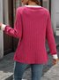 Women Color Block Crew Neck Casual Long Sleeve T-shirt