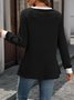 Women Color Block Crew Neck Casual Long Sleeve T-shirt