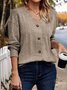 Women Plain V Neck Casual Long Sleeve T-shirt