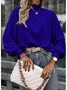 Women Geometric Stand Collar Vintage Long Sleeve T-shirt