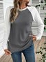 Women Color Block Crew Neck Casual Long Sleeve T-shirt
