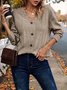 Women Plain V Neck Casual Long Sleeve T-shirt