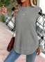 Women Color Block Crew Neck Casual Long Sleeve T-shirt