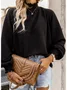 Women Geometric Stand Collar Vintage Long Sleeve T-shirt