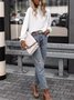 Women Geometric Stand Collar Vintage Long Sleeve T-shirt