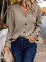 Women Plain V Neck Casual Long Sleeve T-shirt