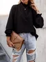 Women Geometric Stand Collar Vintage Long Sleeve T-shirt
