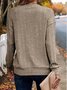 Women Plain V Neck Casual Long Sleeve T-shirt