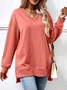 Crew Neck Plain Casual Sweatshirt