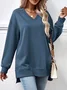 Crew Neck Plain Casual Sweatshirt
