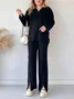 Women's Embossed Plain Daily Going Out Two-Piece Set Apricot Casual Spring/Fall Top With Pants Matching Set